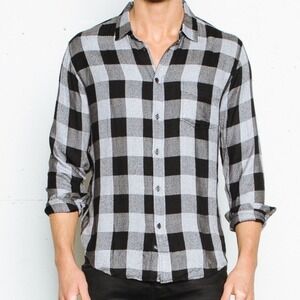 Rails Lennox Charcoal Black Buffalo Check Flannel Shirt MEN XL LONG SLEEVE